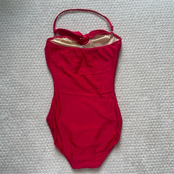 Vintage 80’s Oscar de la Renta One Piece Swimsuit Colorblock Size 10 Retro Red - Picture 2 of 7